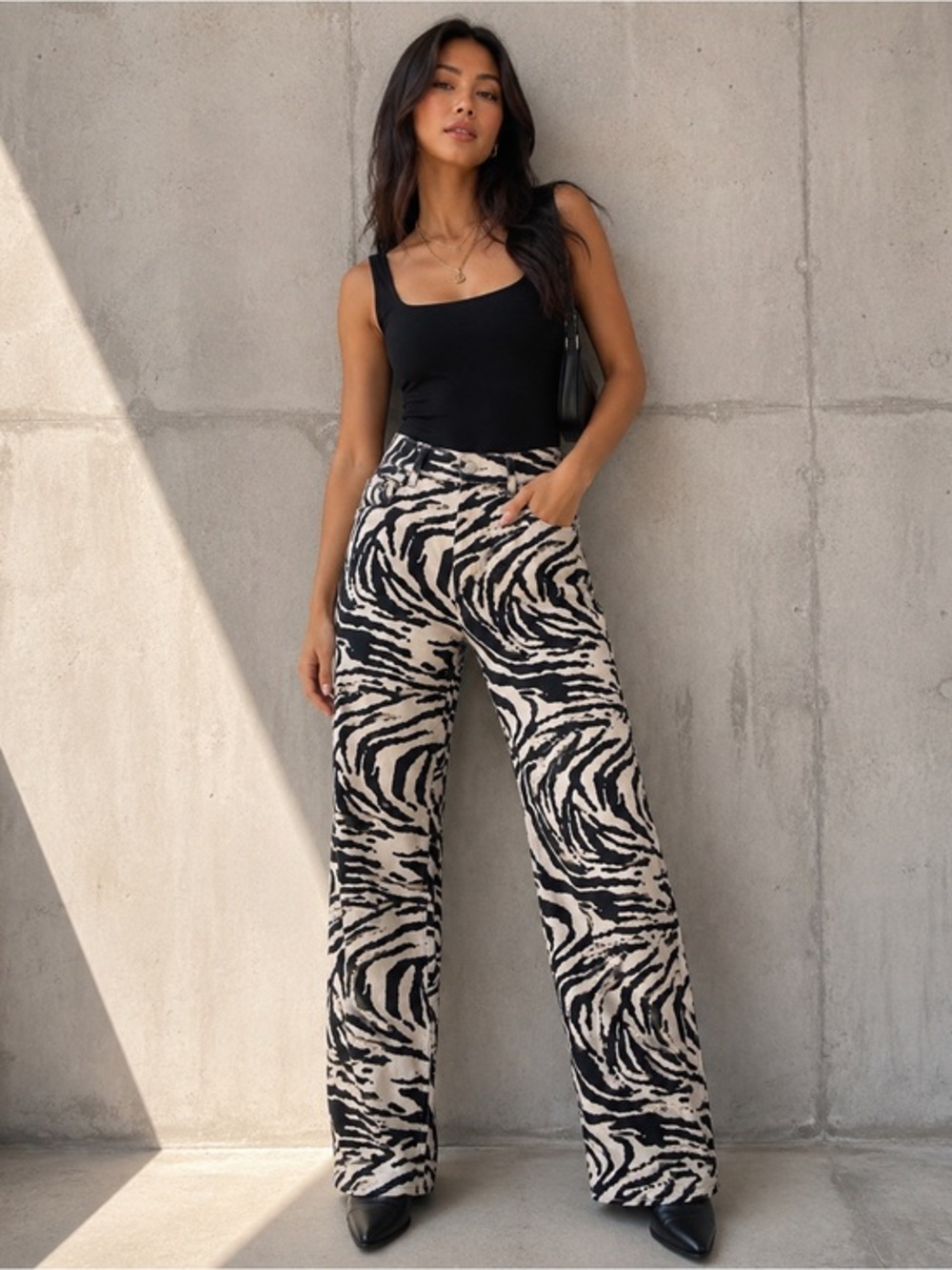 NWT | Lis Bonnie Atelier High-Rise Wide Leg Zebra Print Pants